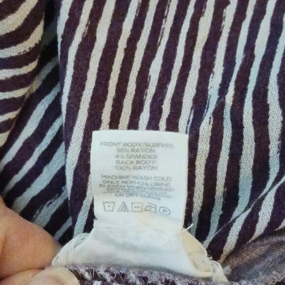 LOFT T Shirt Purple Cuffed Sleeve Relaxed Constrast Fabric Lounge Womens Size XS - Picture 6 of 7